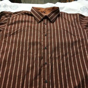 #58 Visconti Uomo 2 Ply mercerized Cotton Shirts Mens Size 5XL Striped Flip Cuff